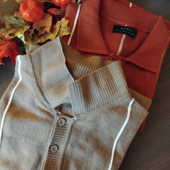 Knitted ZARA short sleeve Polo shirts - Size S.  Selling as a pack of 2 shirts. - Picture 3 of 5